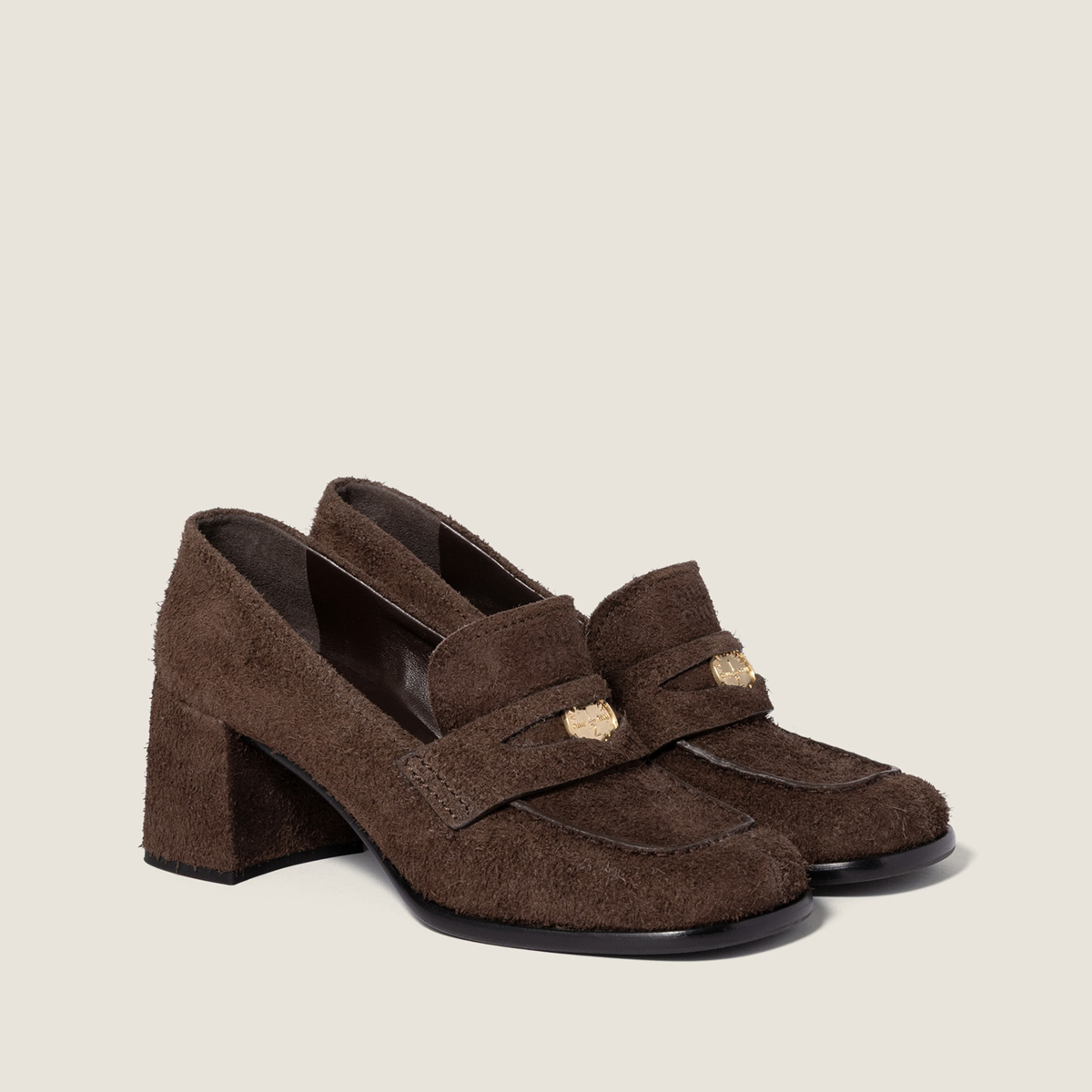 Miu Miu Suede Loafers Dark Brown MM261325 Miu Miu Suede Loafers Dark Brown MM261325