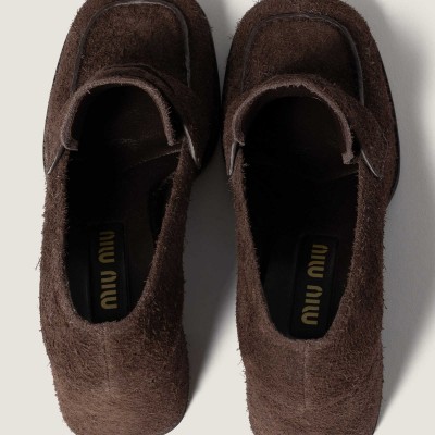 Miu Miu Suede Loafers Dark Brown MM261325 Miu Miu Suede Loafers Dark Brown MM261325