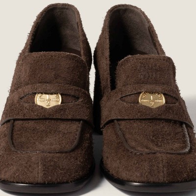 Miu Miu Suede Loafers Dark Brown MM261325 Miu Miu Suede Loafers Dark Brown MM261325