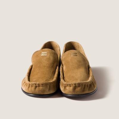 Miu Miu Suede Loafers Olive Green MM261093 Miu Miu Suede Loafers Olive Green MM261093