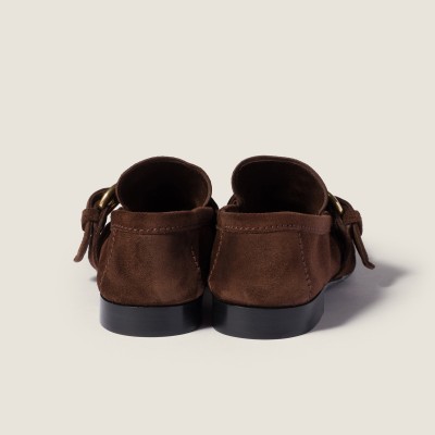 Miu Miu Suede Loafers With Buckle Dark Brown MM261099 Miu Miu Suede Loafers With Buckle Dark Brown MM261099