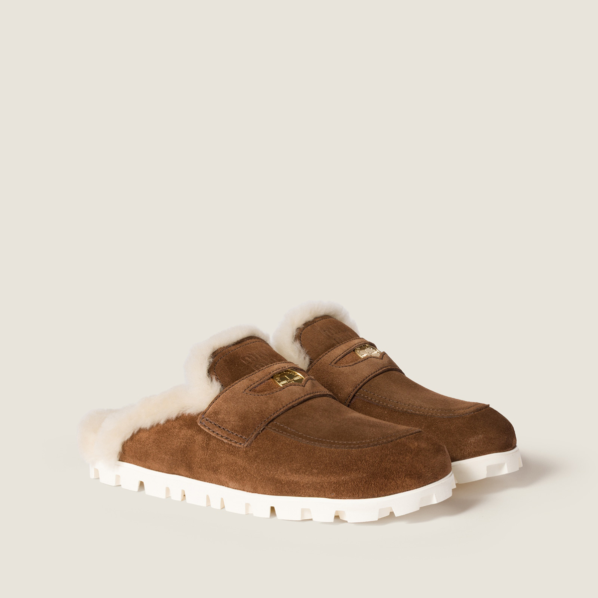 Miu Miu Suede Mules Cocoa Brown MM261122 Miu Miu Suede Mules Cocoa Brown MM261122