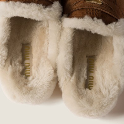 Miu Miu Suede Mules Cocoa Brown MM261122 Miu Miu Suede Mules Cocoa Brown MM261122