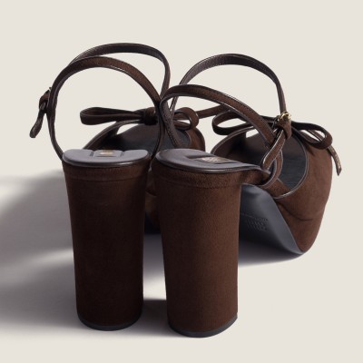 Miu Miu Suede Platform Sandals Dark Brown MM261200