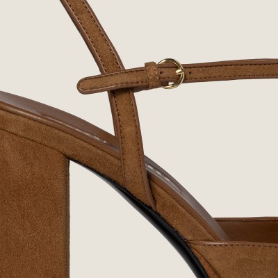Miu Miu Suede Platform Sandals Oak MM261201 Miu Miu Suede Platform Sandals Oak MM261201