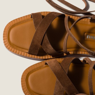 Miu Miu Suede Sandals Cocoa Brown MM261179
