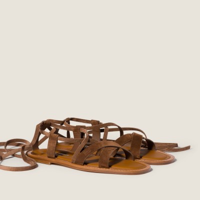 Miu Miu Suede Sandals Cocoa Brown MM261179 Miu Miu Suede Sandals Cocoa Brown MM261179