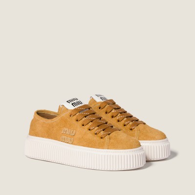 Miu Miu Suede Sneakers Light Tan MM261350 Miu Miu Suede Sneakers Light Tan MM261350