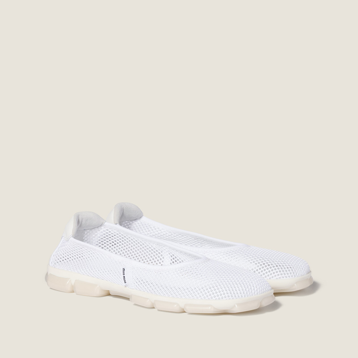 Miu Miu Technical Mesh Ballerinas White MM261004 Miu Miu Technical Mesh Ballerinas White MM261004