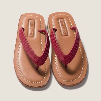 Miu Miu Thong Sandals Amaranth Red MM261151 Miu Miu Thong Sandals Amaranth Red MM261151