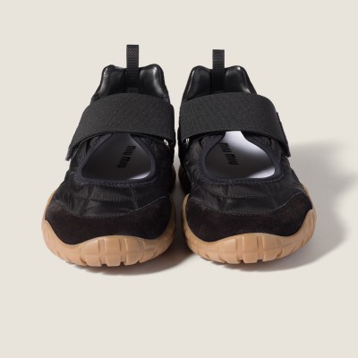 Miu Miu Tyre Technical Fabric And Suede Ballerinas Black MM261006