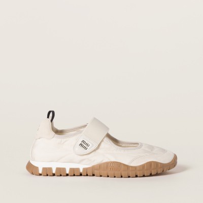 Miu Miu Tyre Technical Fabric And Suede Ballerinas Ivory MM261008