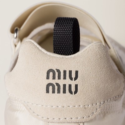 Miu Miu Tyre Technical Fabric And Suede Ballerinas Ivory MM261008