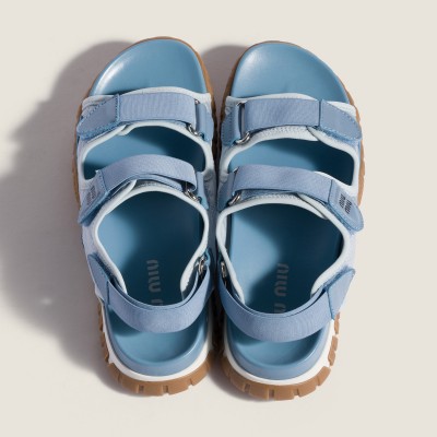 Miu Miu Tyre Technical Fabric And Suede Sandals Cornflower MM261167