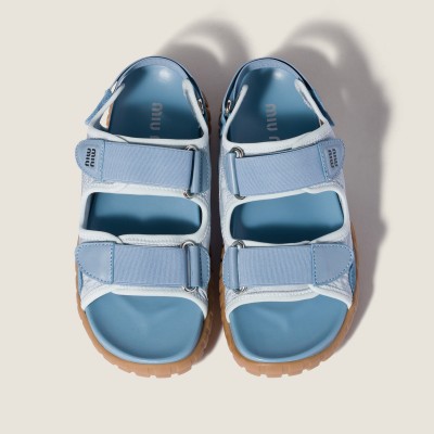 Miu Miu Tyre Technical Fabric And Suede Sandals Cornflower MM261167