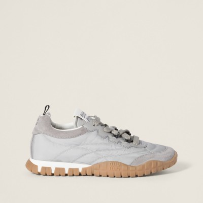 Miu Miu Tyre Technical Fabric And Suede Sneakers Cloudy Gray MM261265