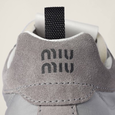 Miu Miu Tyre Technical Fabric And Suede Sneakers Cloudy Gray MM261265