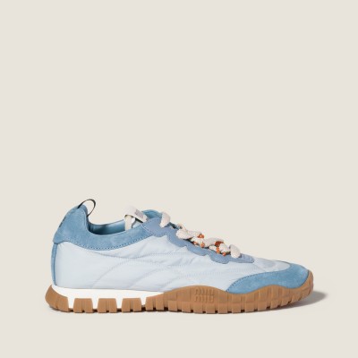 Miu Miu Tyre Technical Fabric And Suede Sneakers Cornflower Blue Astral MM261266