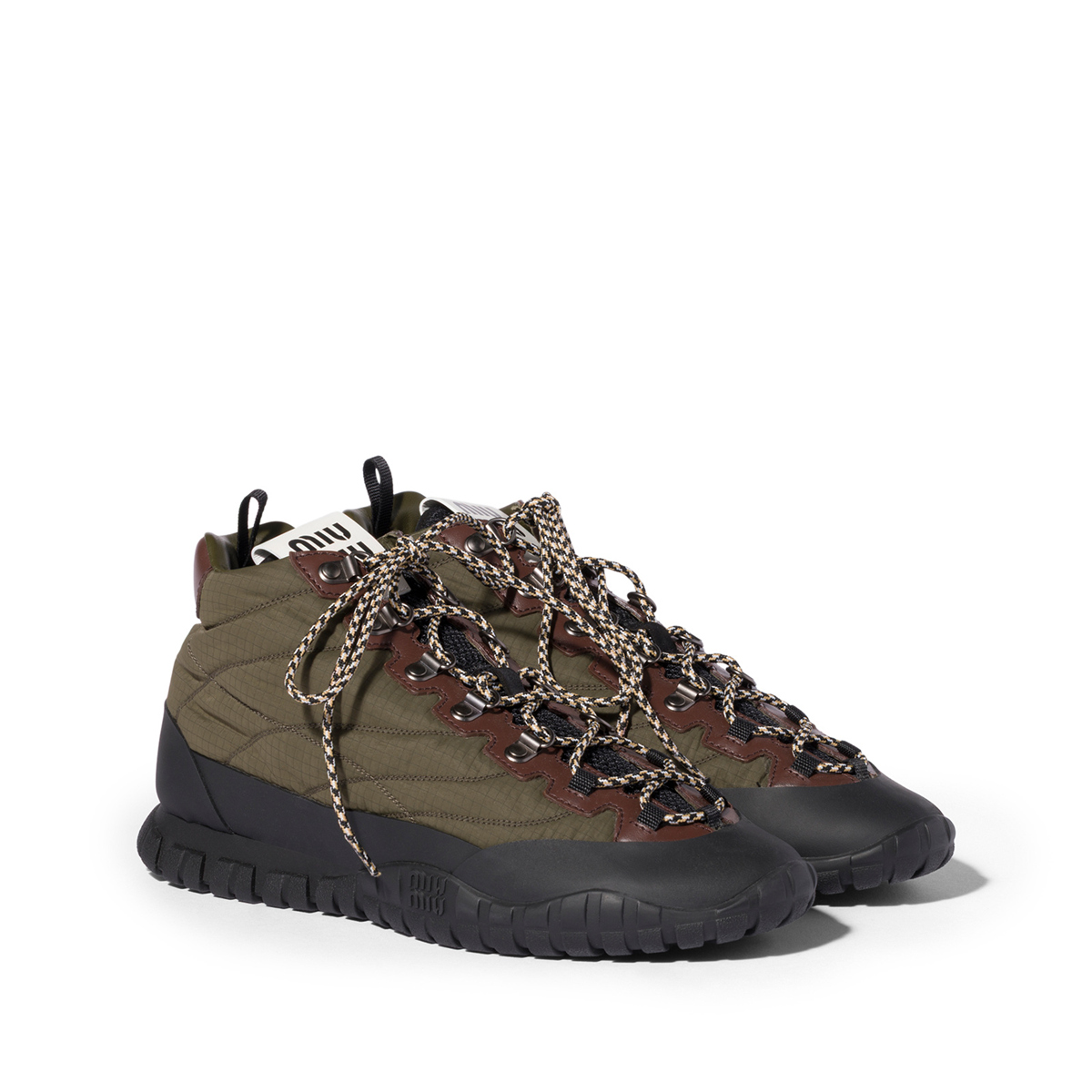Miu Miu Tyre Technical Fabric Sneakers Forest Green MM261365 Miu Miu Tyre Technical Fabric Sneakers Forest Green MM261365