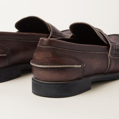 Miu Miu Vintage-Effect Leather Penny Loafers Ebony MM261101 Miu Miu Vintage-Effect Leather Penny Loafers Ebony MM261101