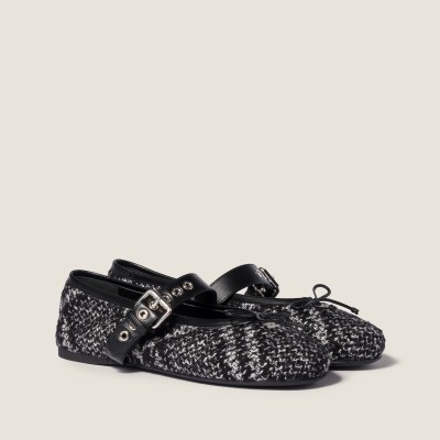 Miu Miu Wool And Silk Ballerinas Black MM261013