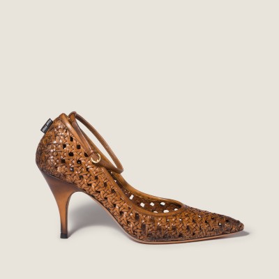Miu Miu Woven Leather Pumps Cognac MM261150 Miu Miu Woven Leather Pumps Cognac MM261150