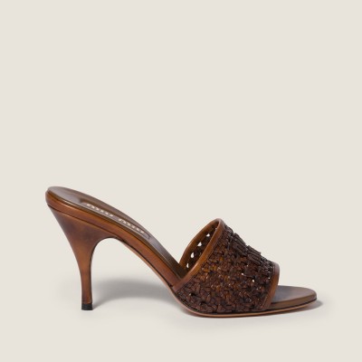 Miu Miu Woven Leather Sandals Cognac MM261198