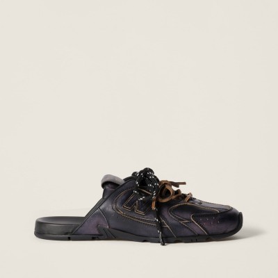 New Balance X Miu Miu 530 Sl Deco Calf Leather Mules Black MM261125 New Balance X Miu Miu 530 Sl Deco Calf Leather Mules Black MM261125