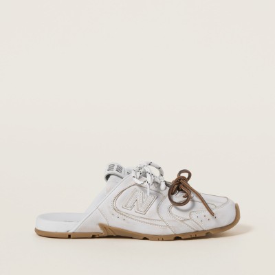 New Balance X Miu Miu 530 Sl Deco Calf Leather Mules White MM261126 New Balance X Miu Miu 530 Sl Deco Calf Leather Mules White MM261126