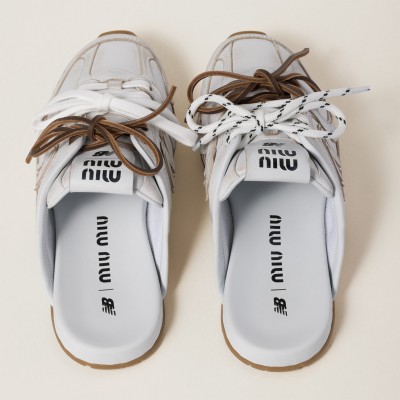 New Balance X Miu Miu 530 Sl Deco Calf Leather Mules White MM261126 New Balance X Miu Miu 530 Sl Deco Calf Leather Mules White MM261126