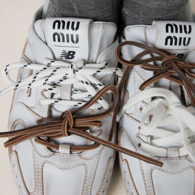 New Balance X Miu Miu 530 Sl Deco Calf Leather Mules White MM261126 New Balance X Miu Miu 530 Sl Deco Calf Leather Mules White MM261126