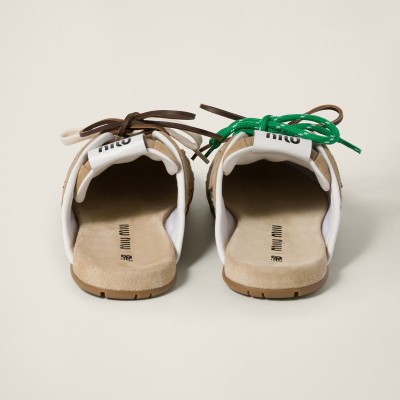 New Balance X Miu Miu 530 Sl Faded Suede Mules Ecru MM261129 New Balance X Miu Miu 530 Sl Faded Suede Mules Ecru MM261129