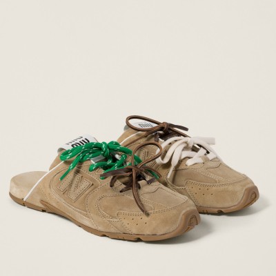 New Balance X Miu Miu 530 Sl Faded Suede Mules Ecru MM261129