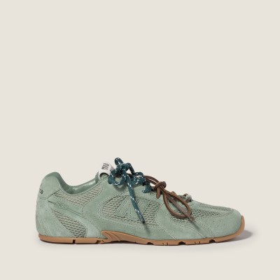 New Balance X Miu Miu 530 Sl Suede And Mesh Sneakers Sage Green MM261134