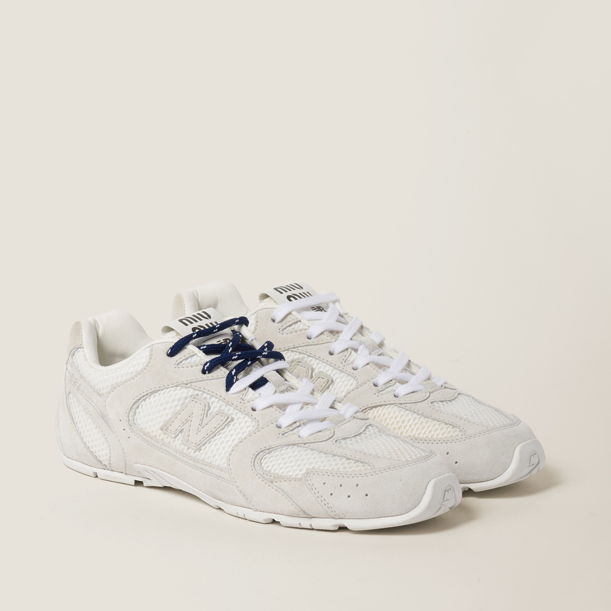 New Balance X Miu Miu 530 Sl Suede And Mesh Sneakers White MM261135 New Balance X Miu Miu 530 Sl Suede And Mesh Sneakers White MM261135