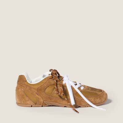 New Balance X Miu Miu 530 Sl Technical Fabric And Suede Sneakers Beige MM261138 New Balance X Miu Miu 530 Sl Technical Fabric And Suede Sneakers Beige MM261138