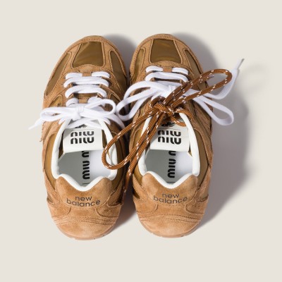 New Balance X Miu Miu 530 Sl Technical Fabric And Suede Sneakers Beige MM261138 New Balance X Miu Miu 530 Sl Technical Fabric And Suede Sneakers Beige MM261138