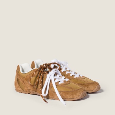 New Balance X Miu Miu 530 Sl Technical Fabric And Suede Sneakers Beige MM261138 New Balance X Miu Miu 530 Sl Technical Fabric And Suede Sneakers Beige MM261138