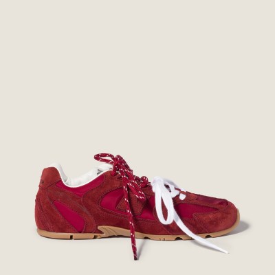 New Balance X Miu Miu 530 Sl Technical Fabric And Suede Sneakers Cerise MM261139 New Balance X Miu Miu 530 Sl Technical Fabric And Suede Sneakers Cerise MM261139
