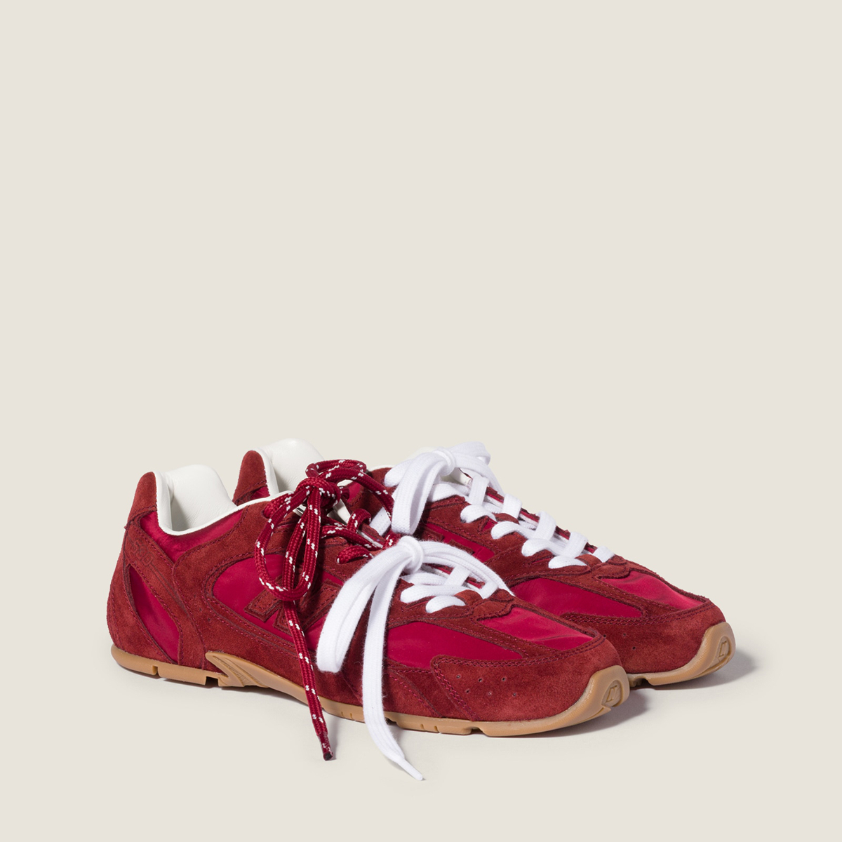 New Balance X Miu Miu 530 Sl Technical Fabric And Suede Sneakers Cerise MM261139 New Balance X Miu Miu 530 Sl Technical Fabric And Suede Sneakers Cerise MM261139