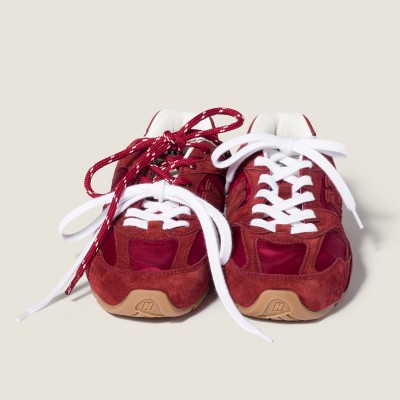 New Balance X Miu Miu 530 Sl Technical Fabric And Suede Sneakers Cerise MM261139 New Balance X Miu Miu 530 Sl Technical Fabric And Suede Sneakers Cerise MM261139