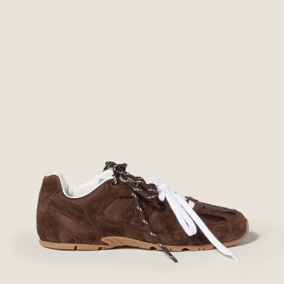 New Balance X Miu Miu 530 Sl Technical Fabric And Suede Sneakers Cocoa Brown MM261140