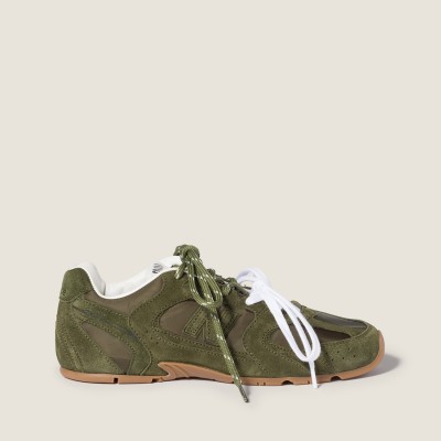New Balance X Miu Miu 530 Sl Technical Fabric And Suede Sneakers Forest Green MM261141 New Balance X Miu Miu 530 Sl Technical Fabric And Suede Sneakers Forest Green MM261141