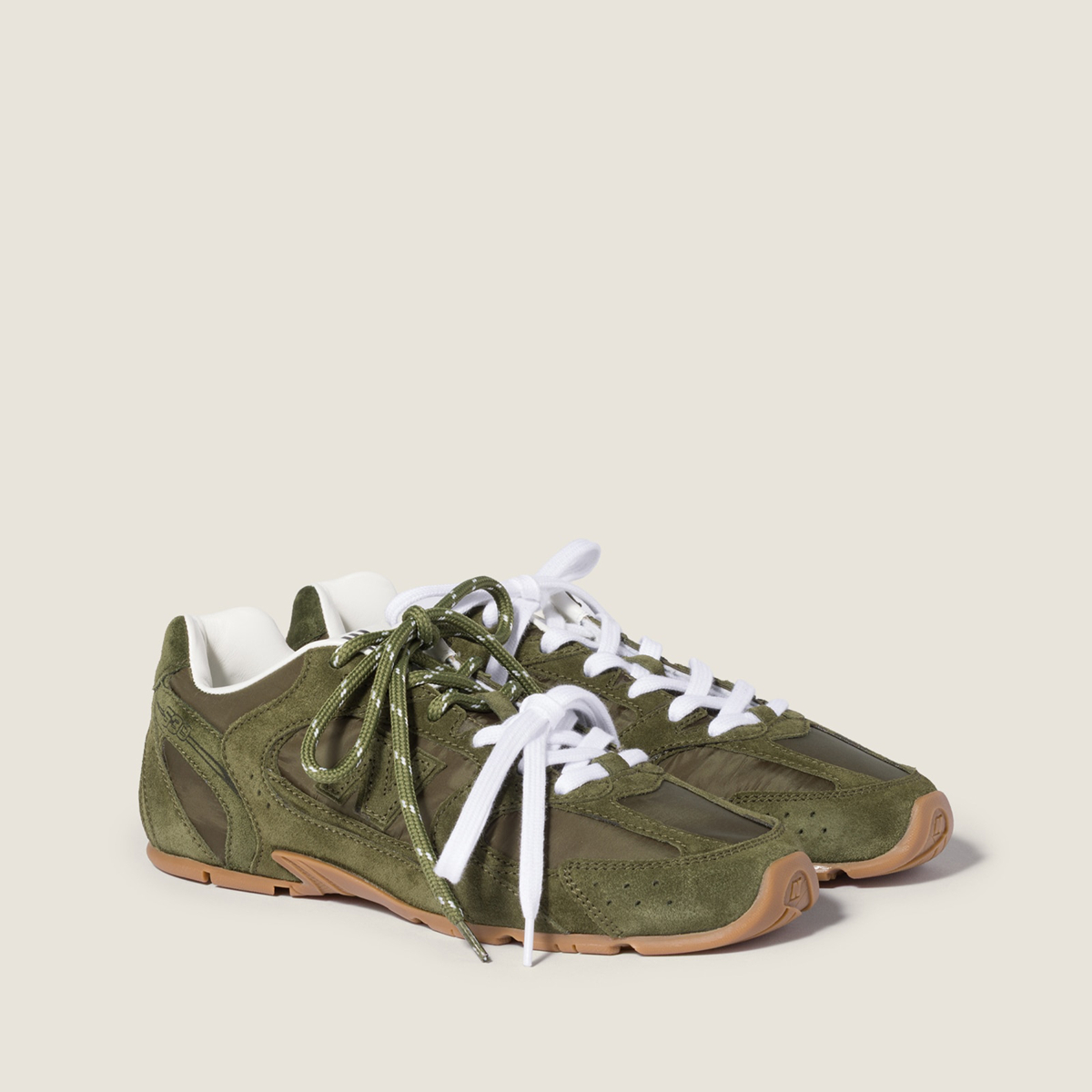 New Balance X Miu Miu 530 Sl Technical Fabric And Suede Sneakers Forest Green MM261141 New Balance X Miu Miu 530 Sl Technical Fabric And Suede Sneakers Forest Green MM261141