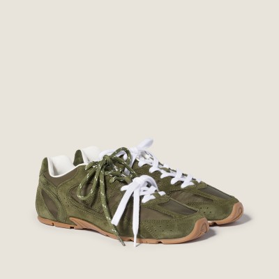 New Balance X Miu Miu 530 Sl Technical Fabric And Suede Sneakers Forest Green MM261141 New Balance X Miu Miu 530 Sl Technical Fabric And Suede Sneakers Forest Green MM261141